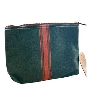 ‼️SOLD‼️Maika canvas LARGE pouch cosmetic catch-all bag Moss/Terracotta Stripe
